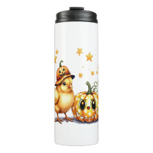 Cute Halloween Chick Pumpkin Thermal Tumbler