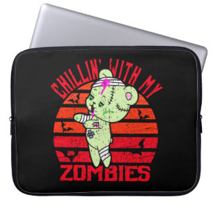Cute Halloween Chillin' with My Zombies Teddy Bear Laptop Sleeve