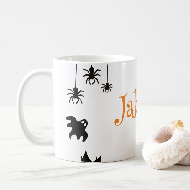 Cute Halloween Coffee Mug with Name – Personalised (With Donut)