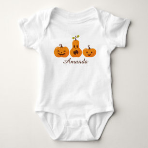 Cute Halloween Colourful Funny Orange Pumpkin Baby Bodysuit