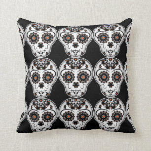 Cute Halloween colours Day of the Dead sugar skull Cushion
