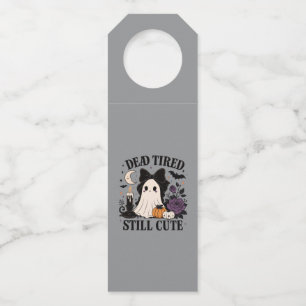 Cute Halloween Coquette Ghost with Bow Bottle Tag