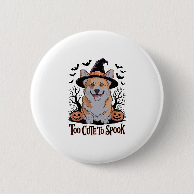 Cute Halloween Corgi in Witch Hat 6 Cm Round Badge (Front)