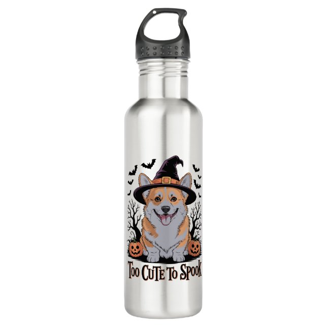 Cute Halloween Corgi in Witch Hat 710 Ml Water Bottle (Front)