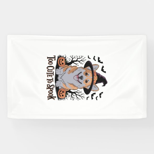 Cute Halloween Corgi in Witch Hat Banner (Horizontal)