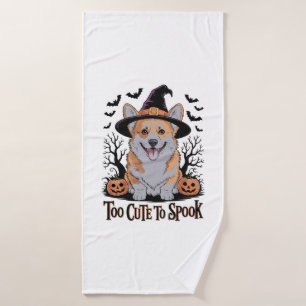 Cute Halloween Corgi in Witch Hat Bath Towel