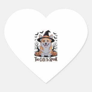 Cute Halloween Corgi in Witch Hat Heart Sticker
