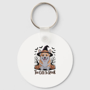 Cute Halloween Corgi in Witch Hat Key Ring