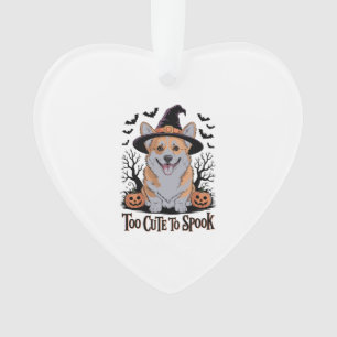Cute Halloween Corgi in Witch Hat Ornament