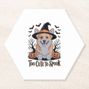 Cute Halloween Corgi in Witch Hat Paper Coaster