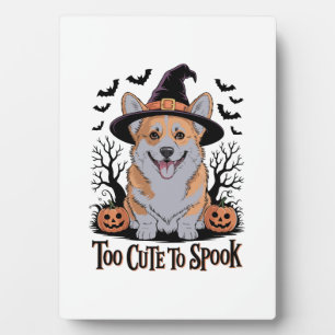Cute Halloween Corgi in Witch Hat Plaque