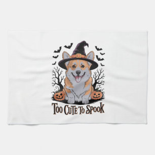 Cute Halloween Corgi in Witch Hat Tea Towel