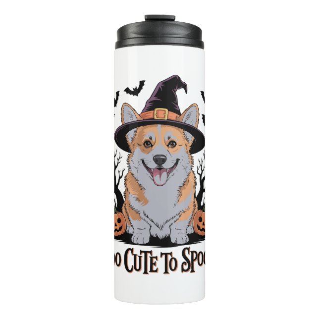 Cute Halloween Corgi in Witch Hat Thermal Tumbler (Front)