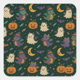 Cute Halloween Costume Dragons Square Sticker
