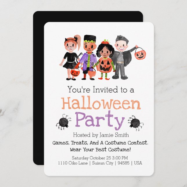 Cute Halloween Costume Kid  Party Invitation (Front/Back)