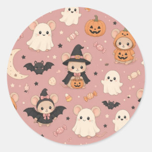 Cute Halloween Costume Mice Round Sticker