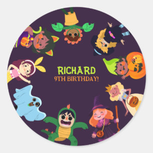 Cute Halloween Costume Modern Birthday Party Classic Round Sticker