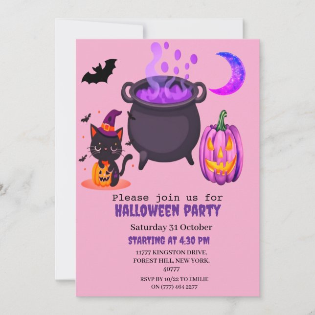 Cute Halloween Costume party Invitation (Front)