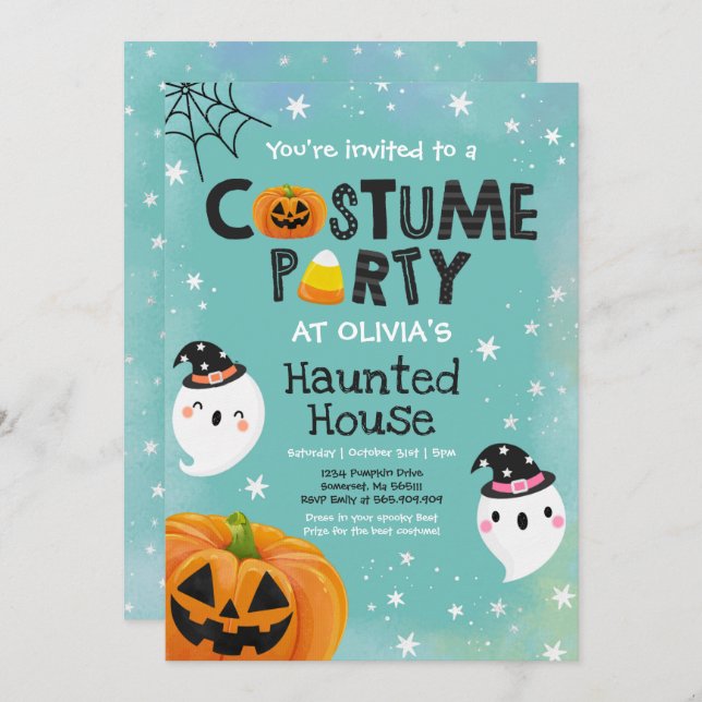 Cute Halloween Costume Party Spooktacular Invitation (Front/Back)