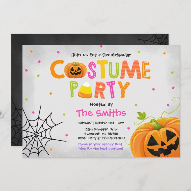 Cute Halloween Costume Party Spooktacular Invitation (Front/Back)