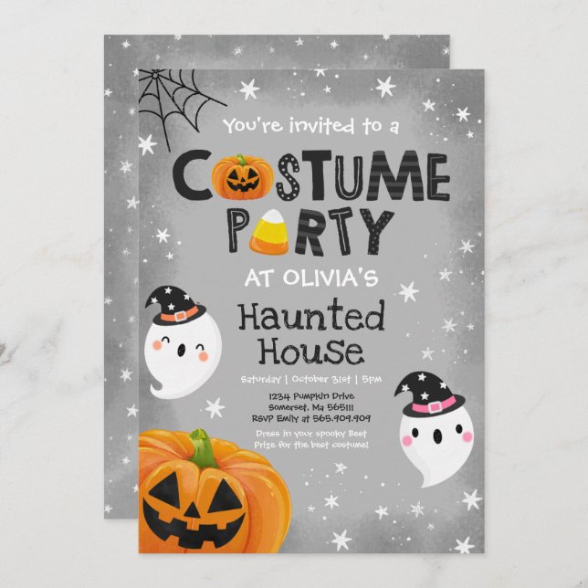 Cute Halloween Costume Party Spooktacular Invitation (Front/Back)