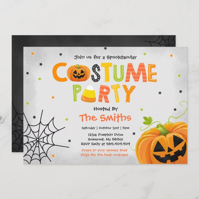 Cute Halloween Costume Party Spooktacular Invitation (Front/Back)
