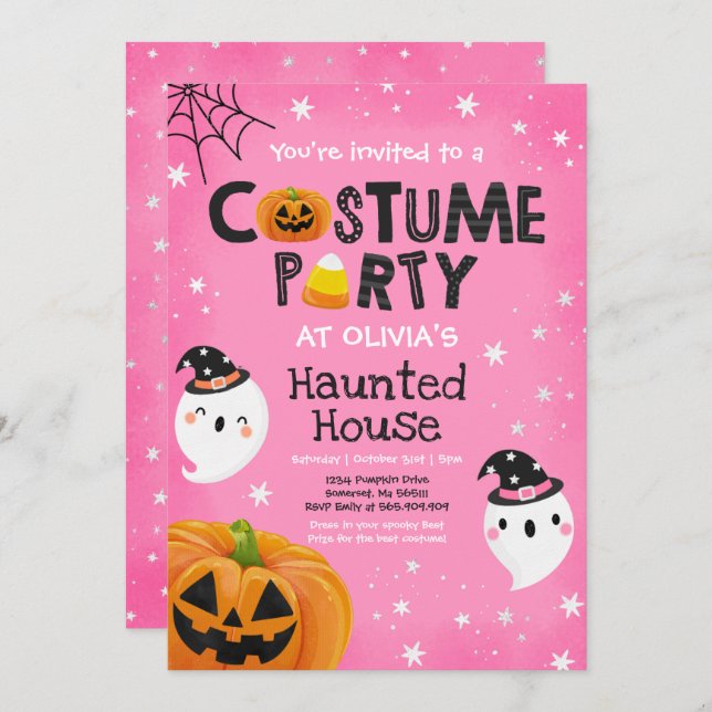 Cute Halloween Costume Party Spooktacular Invitation (Front/Back)
