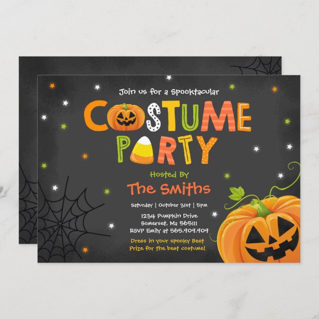 Cute Halloween Costume Party Spooktacular Invitation (Front/Back)