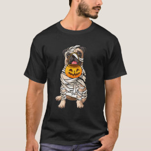 Cute Halloween Costume Pug Mummy Dog Lover Pumpkin T-Shirt