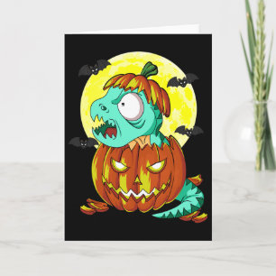 Cute Halloween Costume T-rex Lover Pumpkin Thanksg Card