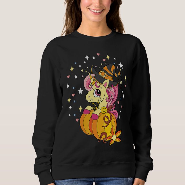 Cute Halloween Costume Witchy Unicorn Halloween Sweatshirt (Front)
