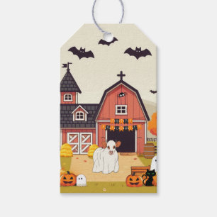 Cute Halloween cow and farm Gift Tags