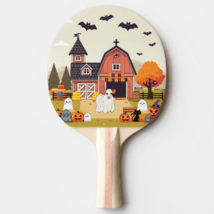 Cute Halloween cow and farm Ping Pong Paddle