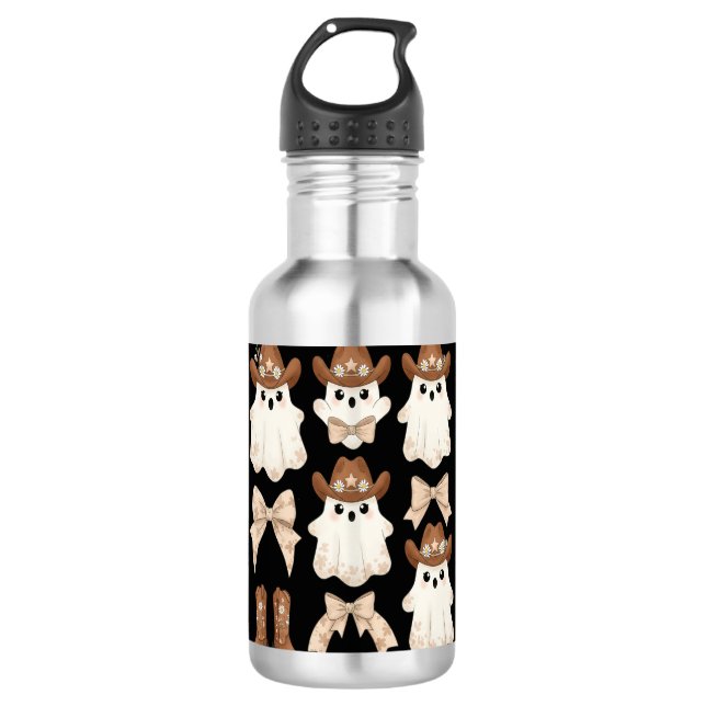 Cute Halloween Cowboy Ghost 710 Ml Water Bottle (Front)