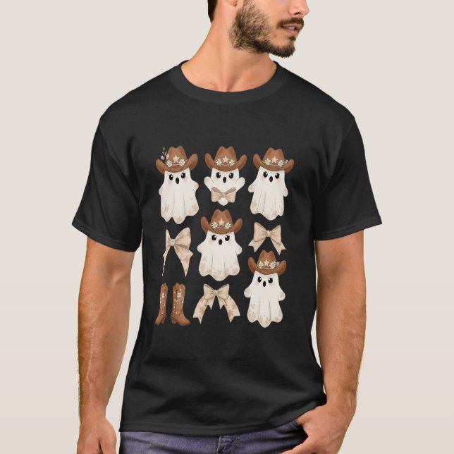 Cute Halloween Cowboy Ghost T-Shirt (Front)