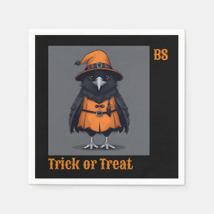 Cute Halloween crow in Disguise Festive Napkin