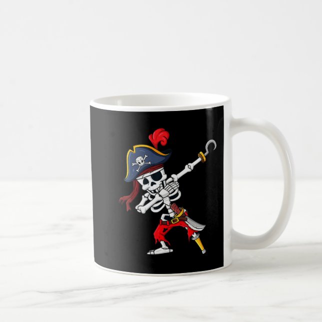 Cute Halloween Dabbing Pirate Skeleton Fun  Coffee Mug (Right)