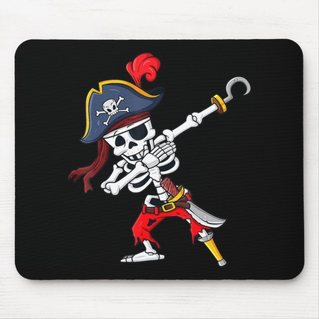 Cute Halloween Dabbing Pirate Skeleton Fun  Mouse Pad (Front)