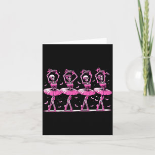Cute Halloween Dancing Skeletons Breast Cancer Card