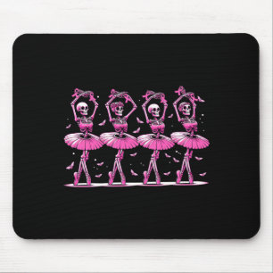 Cute Halloween Dancing Skeletons Breast Cancer Mouse Pad