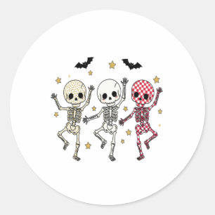 Cute Halloween Dancing Skeletons Classic Round Sticker