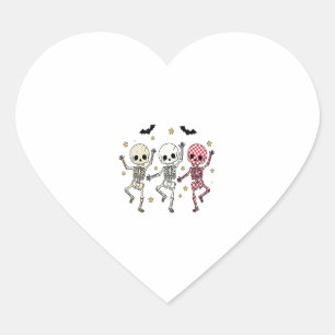 Cute Halloween Dancing Skeletons Heart Sticker