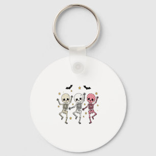 Cute Halloween Dancing Skeletons Key Ring