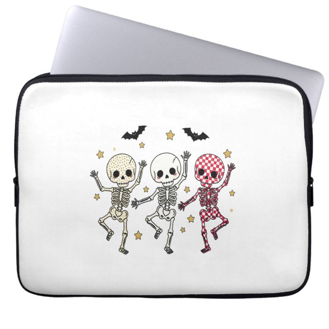 Cute Halloween Dancing Skeletons Laptop Sleeve (Front)