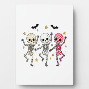 Cute Halloween Dancing Skeletons Plaque
