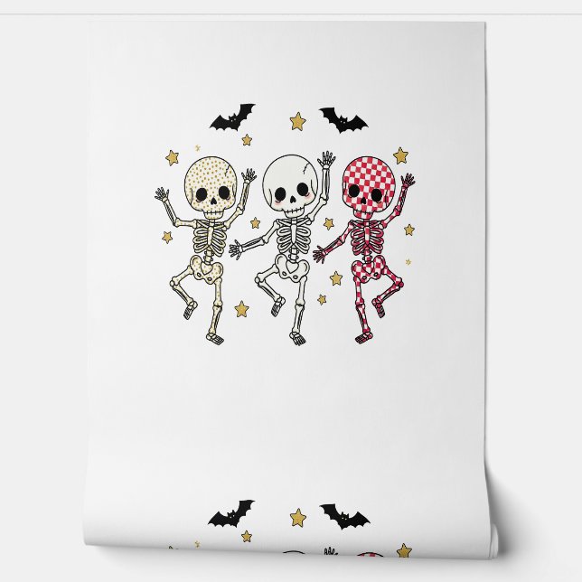 Cute Halloween Dancing Skeletons Wallpaper (Unrolling)