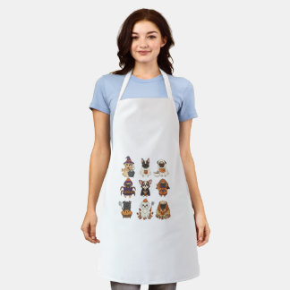 Cute Halloween Dog Cartoon Apron