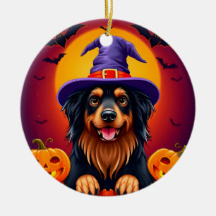 Cute halloween dog ceramic ornament