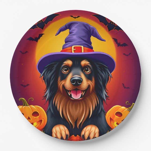 Cute halloween dog paper plate (Front)