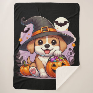 Cute Halloween dog/puppy Sherpa Blanket